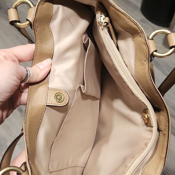 Coach Taupe Campbell Leather Belle Carryall Satchel Bag - Picture 9 of 16